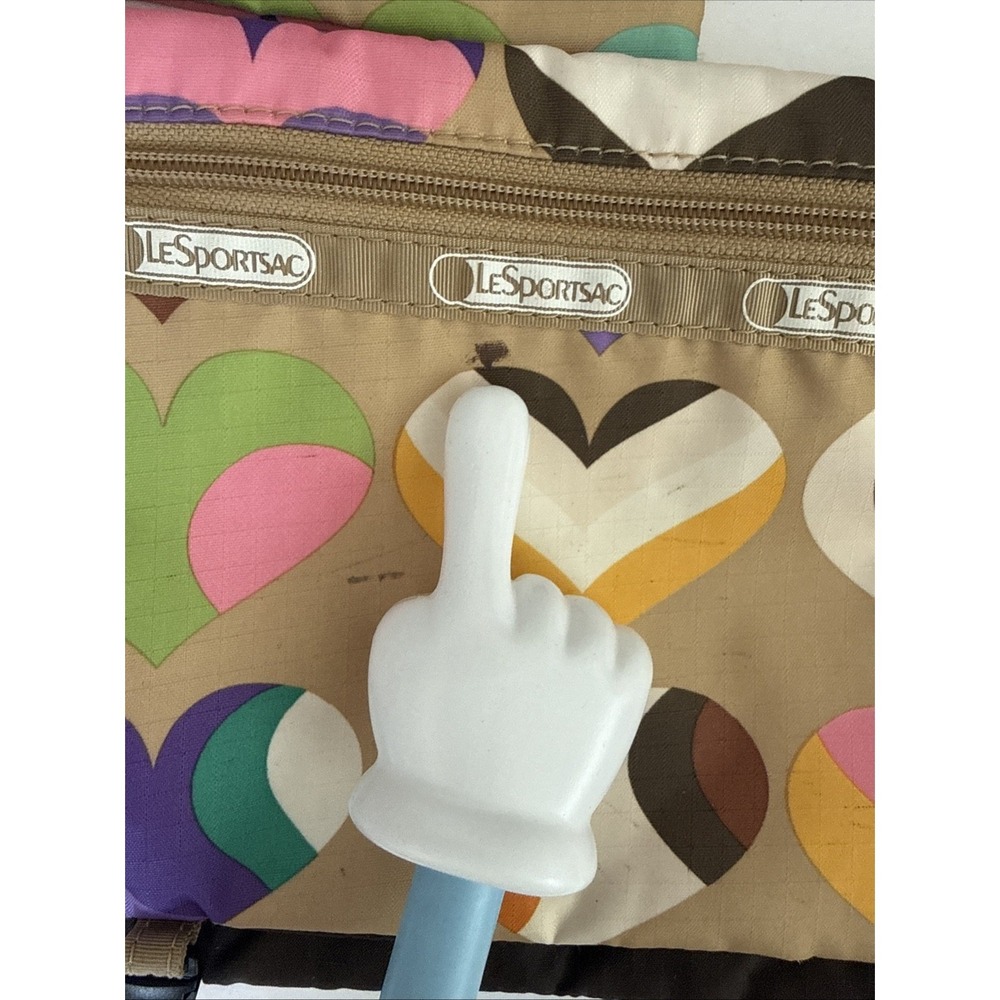 Vtg Le Sportsac Colorful Hearts Deluxe Everyday Shoulder Bag W/ Zipper Pouch Set - Picture 12 of 16